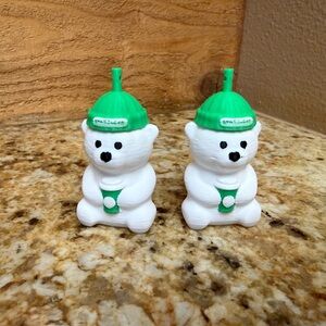White and Green Holiday Bear Ornaments